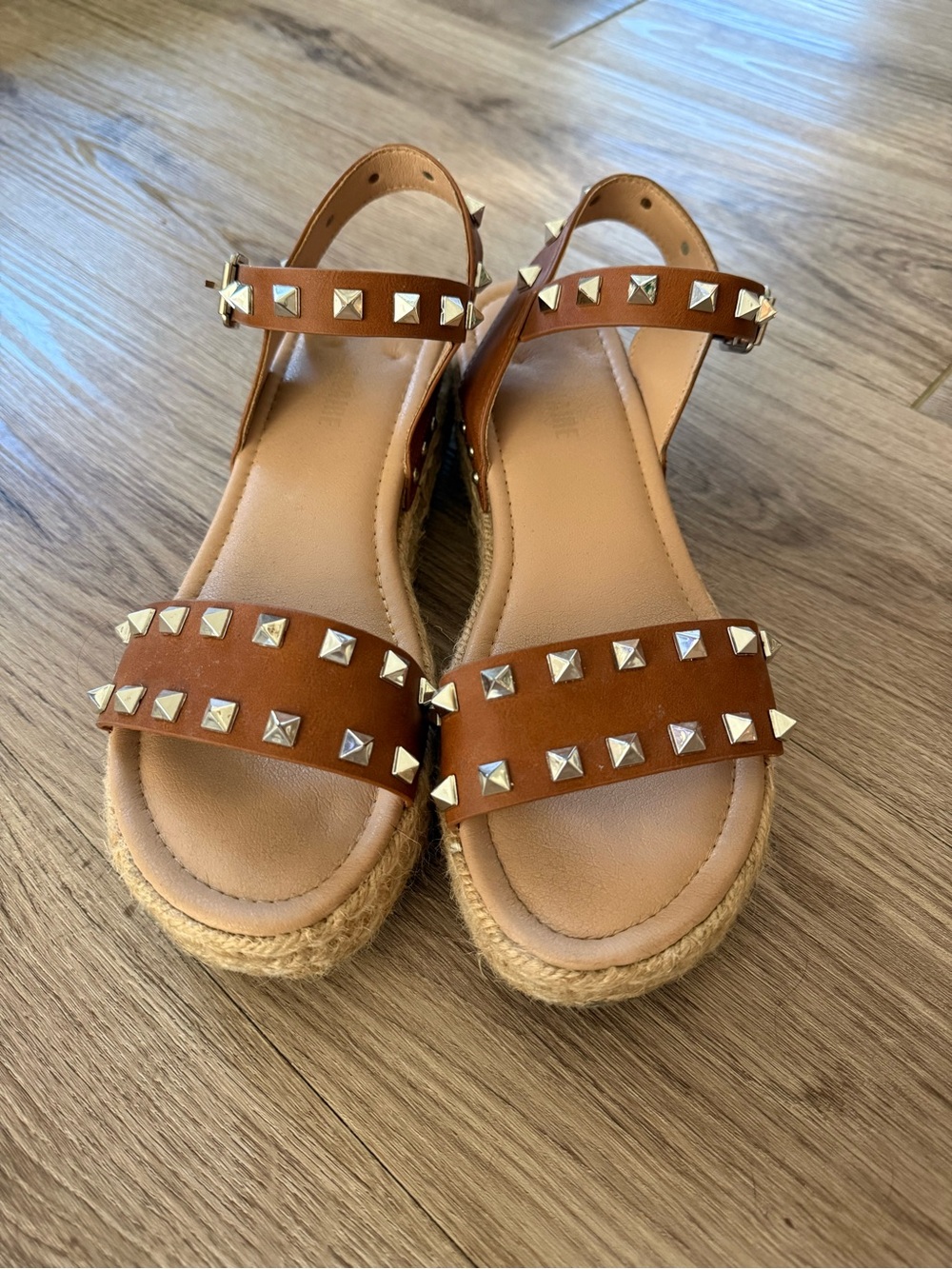 Studded Espadrille Platform Sandals